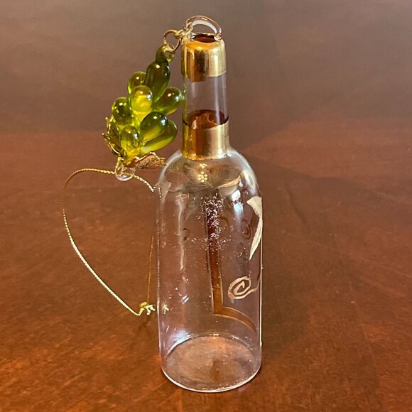 Dillards Trimmings Glass Wine Bottle & Goblet Ornament Gold Accents - Picture 8 of 13